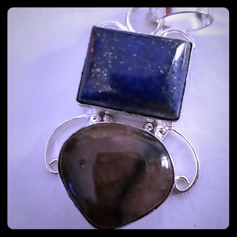 Lapis Lazuli and Tiger Eye S.S. Pendant